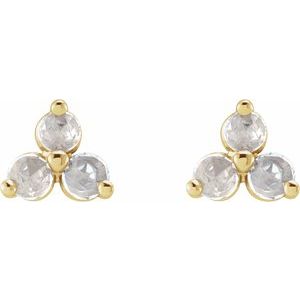 Round Three-Stone Earrings
