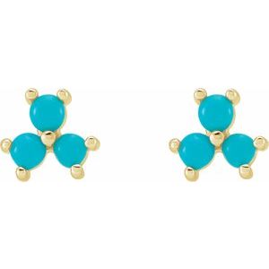 Three-Stone Cabochon Earrings