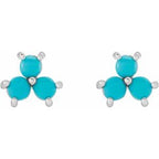 Three-Stone Cabochon Earrings