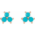 Three-Stone Cabochon Earrings