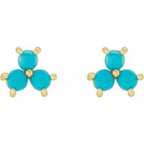 Three-Stone Cabochon Earrings