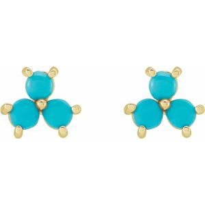 Three-Stone Cabochon Earrings