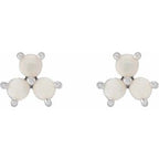 Three-Stone Cabochon Earrings