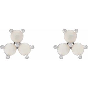 Three-Stone Cabochon Earrings