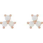 Three-Stone Cabochon Earrings