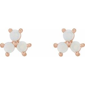 Three-Stone Cabochon Earrings