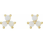 Three-Stone Cabochon Earrings