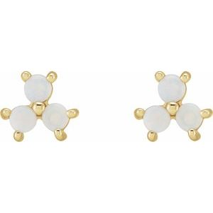 Three-Stone Cabochon Earrings