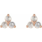 Round Three-Stone Earrings