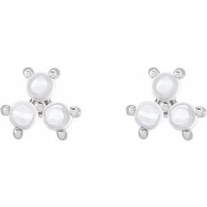 Three-Stone Cabochon Earrings