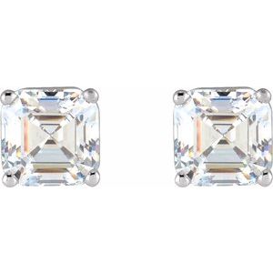 Asscher 4-Prong Stud Earrings