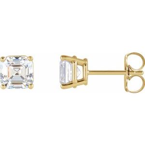 Asscher 4-Prong Stud Earrings
