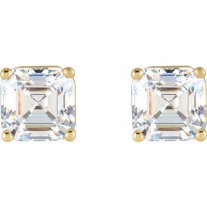 Asscher 4-Prong Stud Earrings