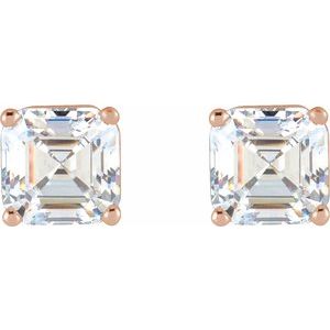 Asscher 4-Prong Stud Earrings