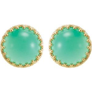 Round Cabochon Crown Earrings