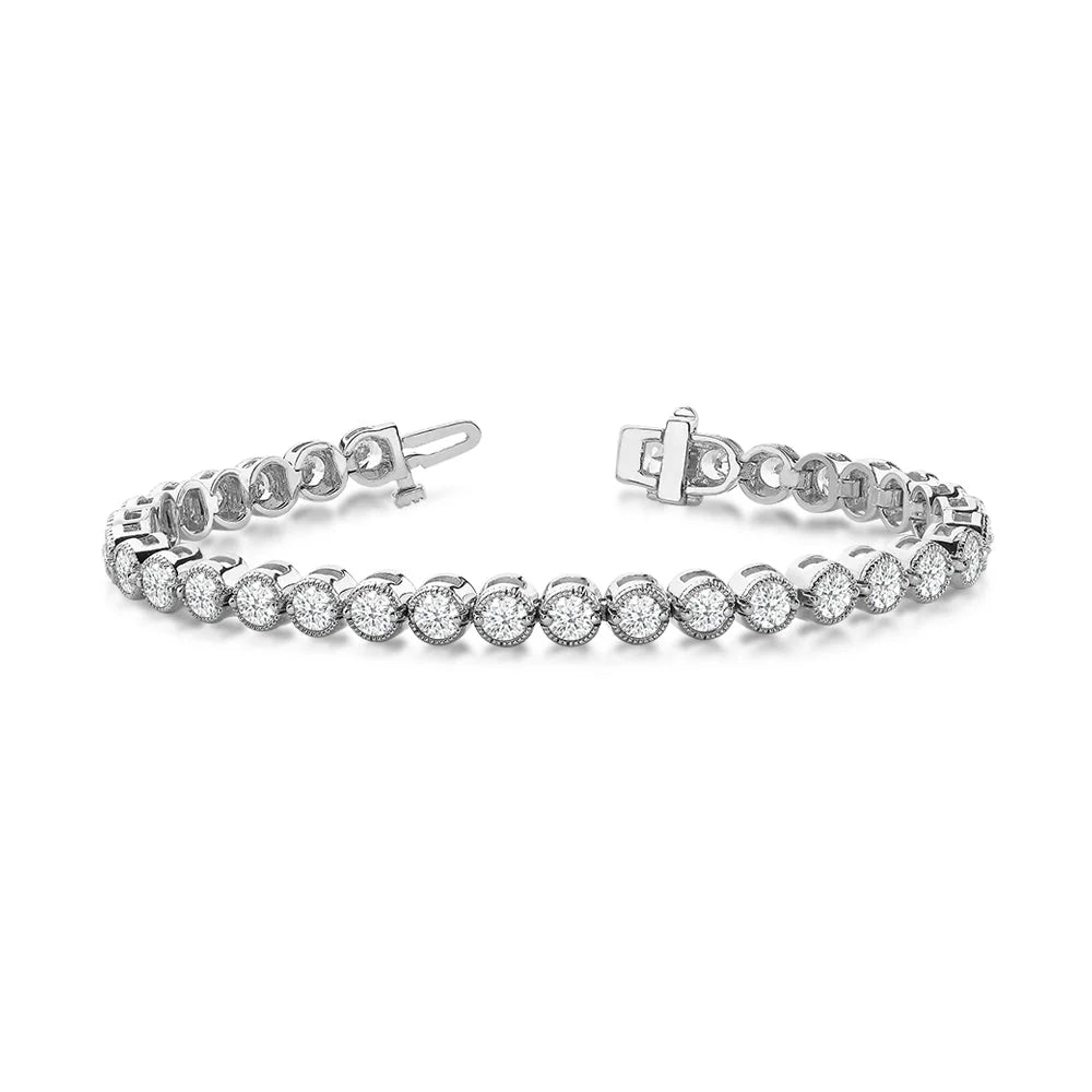 Round Lab Diamond Milgrain Tennis Bracelet image 0