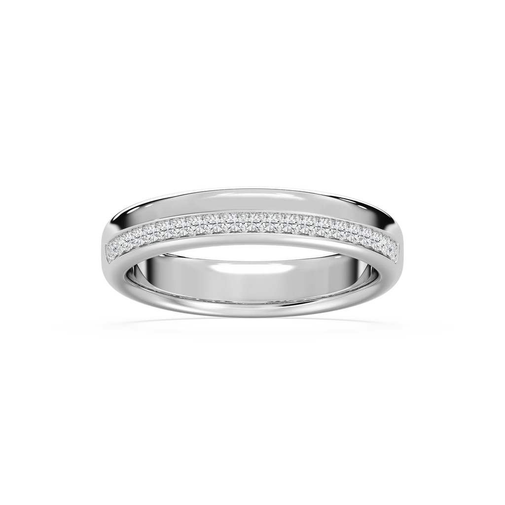 Adam 1/5 ctw Round LGD 4.80mm Channel Wedding Band - 14K White Gold