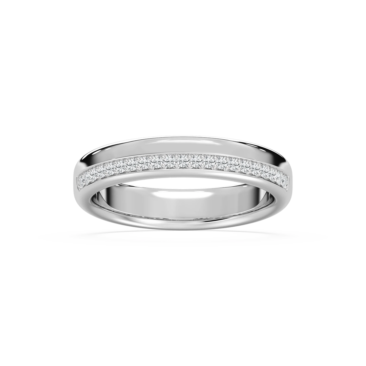Adam 1/5 ctw Round LGD 4.80mm Channel Wedding Band - 14K White Gold