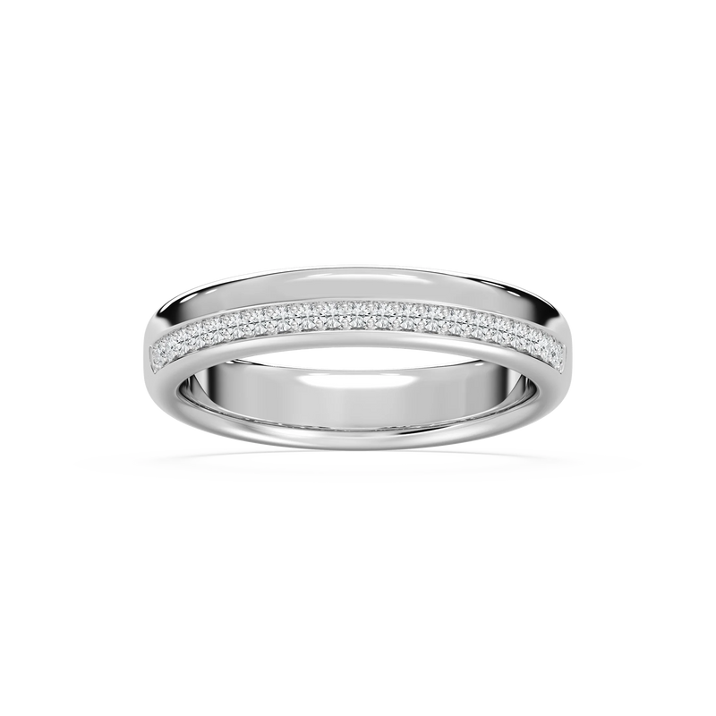 Adam 1/5 ctw Round LGD 4.80mm Channel Wedding Band - 14K White Gold