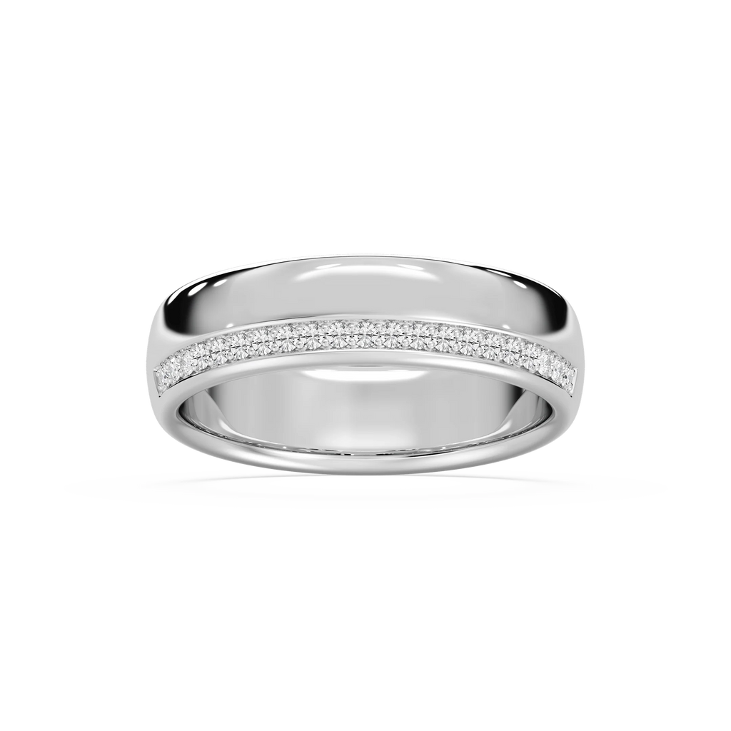 Adam 1/5 ctw Round LGD 6.25mm Channel Wedding Band - 14K White Gold