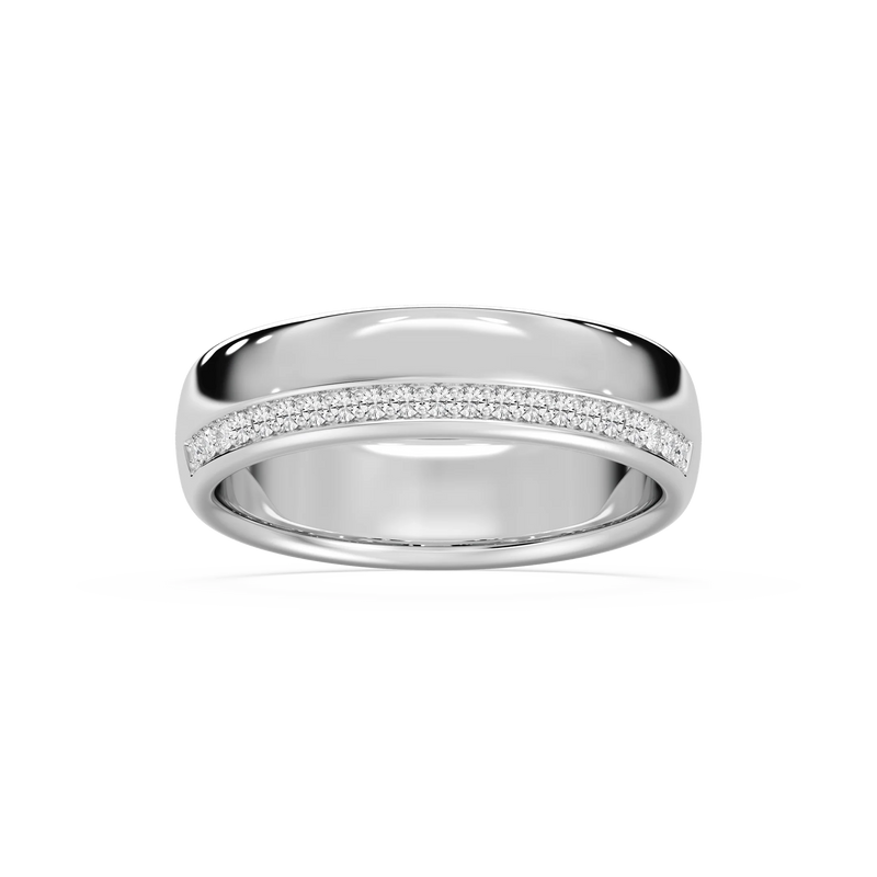 Adam 1/5 ctw Round LGD 6.25mm Channel Wedding Band - 14K White Gold