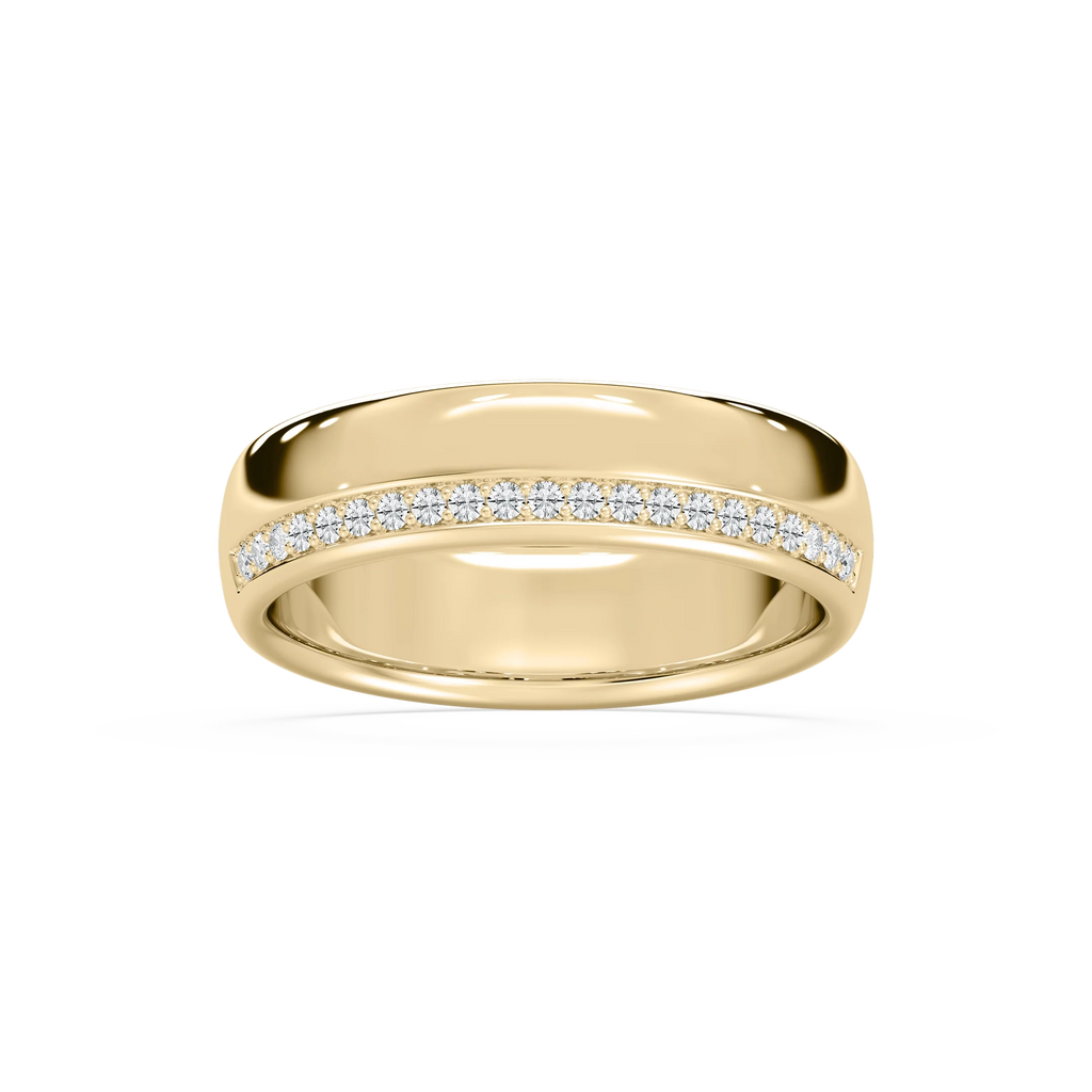 Adam 1/5 ctw Round LGD 6.25mm Channel Wedding Band - 14K Yellow Gold