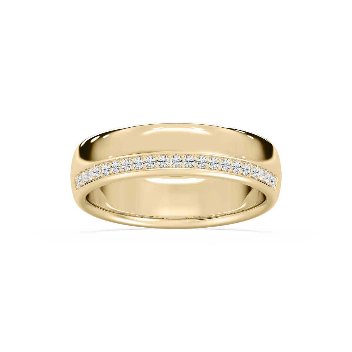 Adam 1/5 ctw Round LGD 6.25mm Channel Wedding Band - 14K Yellow Gold