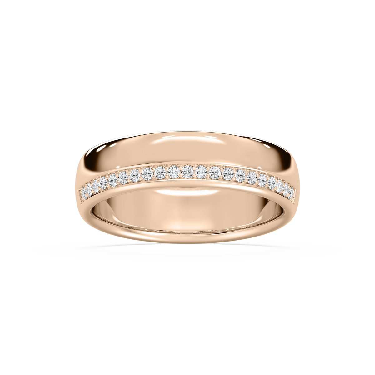 Adam 1/5 ctw Round LGD 6.25mm Channel Wedding Band - 14K Rose Gold