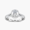 Adara Elongated Cushion LGD Double Row Split Shank Halo Engagement Ring - 14K White Gold