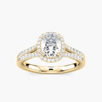 Adara Elongated Cushion LGD Double Row Split Shank Halo Engagement Ring - 18K Yellow Gold