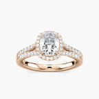 Adara Elongated Cushion LGD Double Row Split Shank Halo Engagement Ring - 18K Rose Gold