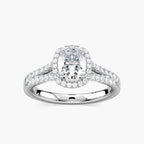 Adara Elongated Cushion LGD Double Row Split Shank Halo Engagement Ring - Platinum