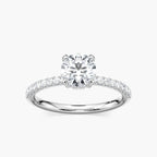 Adelaide Round LGD Adorned Hidden Halo Engagement Ring - 14K White Gold