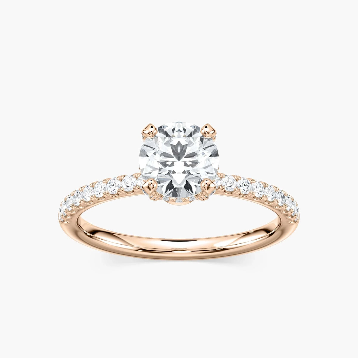 Adelaide Round LGD Adorned Hidden Halo Engagement Ring - 14K Rose Gold
