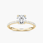 Adelaide Round LGD Adorned Hidden Halo Engagement Ring - 18K Yellow Gold