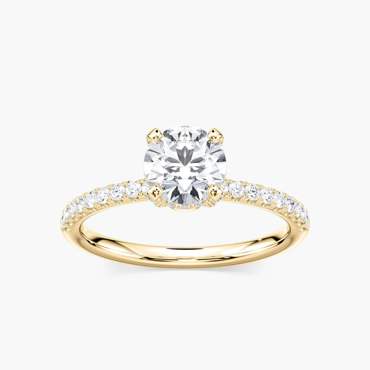 Adelaide Round LGD Adorned Hidden Halo Engagement Ring - 18K Yellow Gold