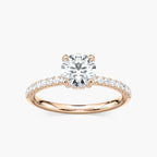 Adelaide Round LGD Adorned Hidden Halo Engagement Ring - 18K Rose Gold