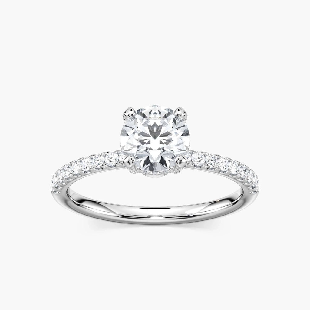 Adelaide Round LGD Adorned Hidden Halo Engagement Ring - Platinum