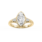 Adeline Marquise LGD Six Prong Three Stone Engagement Ring - 14K Yellow Gold
