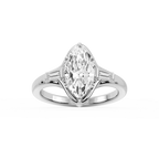Adeline Marquise LGD Six Prong Three Stone Engagement Ring - 18K White Gold