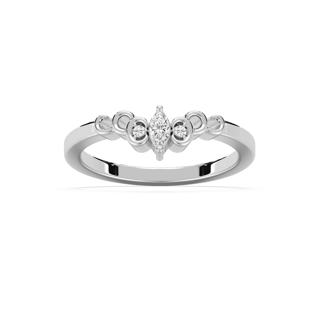 Adelle 1/2 ctw Marquise and Round LGD Scroll Curved Band - 14K White Gold