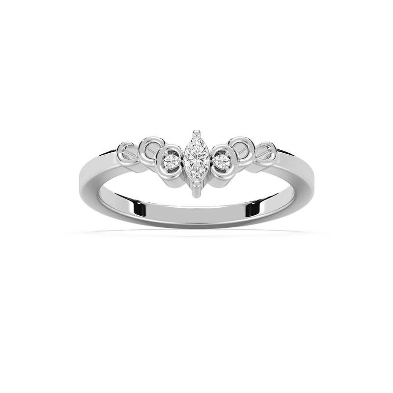Adelle 1/2 ctw Marquise and Round LGD Scroll Curved Band - 14K White Gold