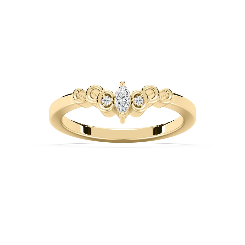 Adelle 1/2 ctw Marquise and Round LGD Scroll Curved Band - 14K Yellow Gold
