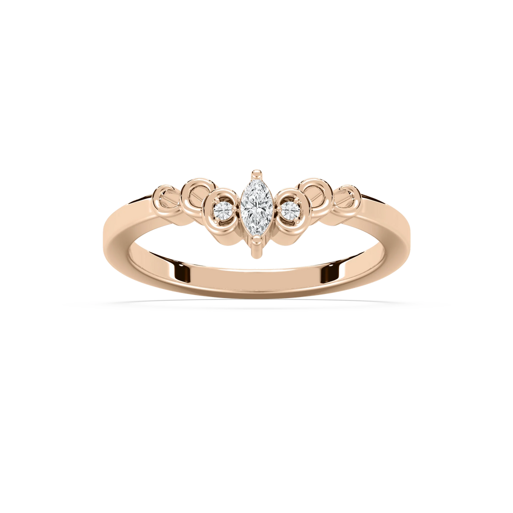 Adelle 1/2 ctw Marquise and Round LGD Scroll Curved Band - 14K Rose Gold