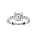 Adira 1 ⅝ ctw Asscher LGD Semi Bezel Three Stone Engagement Ring - 14K White Gold / F-VS2