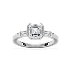 Adira 1 ⅝ ctw Asscher LGD Semi Bezel Three Stone Engagement Ring - 14K White Gold / F-VS2