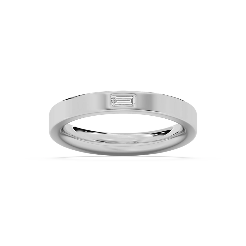 Aimee 1/8 ct Baguette LGD Burnished Stackable Band - 14K White Gold