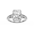 Alessia Radiant LGD Vintage Bezel and Milgrain Side Stone Engagement Ring - 14K White Gold / 2 ctw