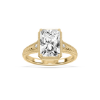 Alexandra Radiant LGD Vintage Bezel and Milgrain Side Stone Engagement Ring - 18K Yellow Gold / 5 ctw
