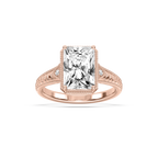 Alexandra Radiant LGD Vintage Bezel and Milgrain Side Stone Engagement Ring - 18K Rose Gold / 3 ctw